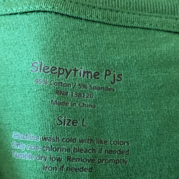 Men Sleepy Time PJs green red long sleeve pajama set size L - Picture 3 of 8